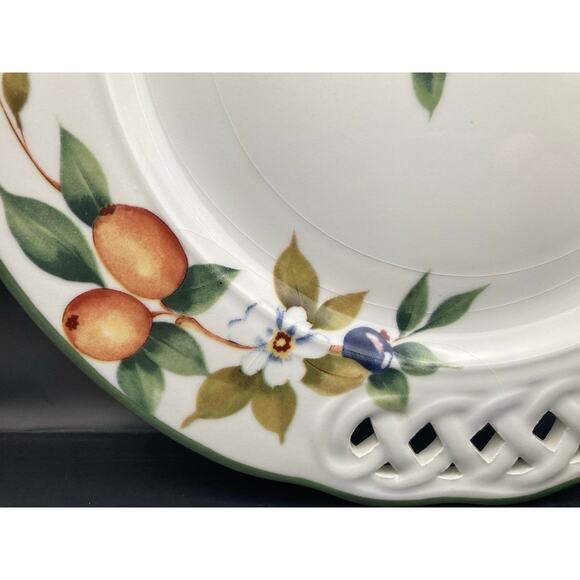 Brunelli Made in Italy Decorative Punctured Platter 12" Tiffany Signed Painted - Picture 3 of 6